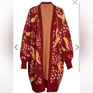 NWT Farm Rio Burgundy Toucanissimo Cardigan in red